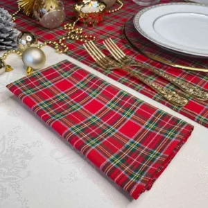 Tovagliolo Natalizio Scozzese Tartan Rosso