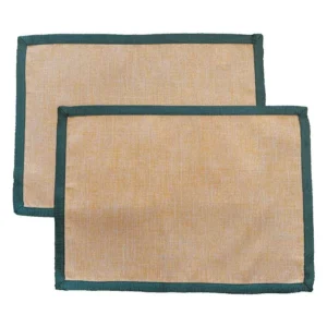 Set Di 2 Tovagliette All'americana Antimacchia Lino Cadmio - Retinato Verde Pesto