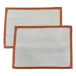 Set Di 2 Tovagliette All'americana Antimacchia Lino Corda - Liscio Gianduia