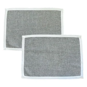 Set Di 2 Tovagliette All'americana Antimacchia Lino Nero - Retinato Bianco