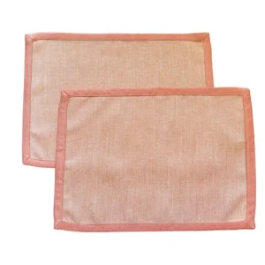 Set Di 2 Tovagliette In Lino Rosa Con Bordo Retinato Rosa