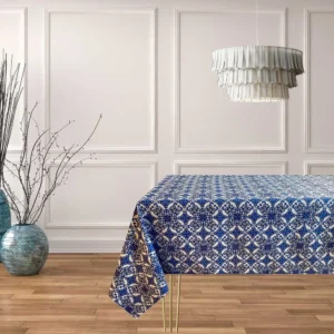 Tovaglia Maioliche Blu In Cotone