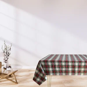 Tovaglia Tartan Verde Rosso E Bianco Ovale Rettangolare Quadrata Rotonda 100% Cotone